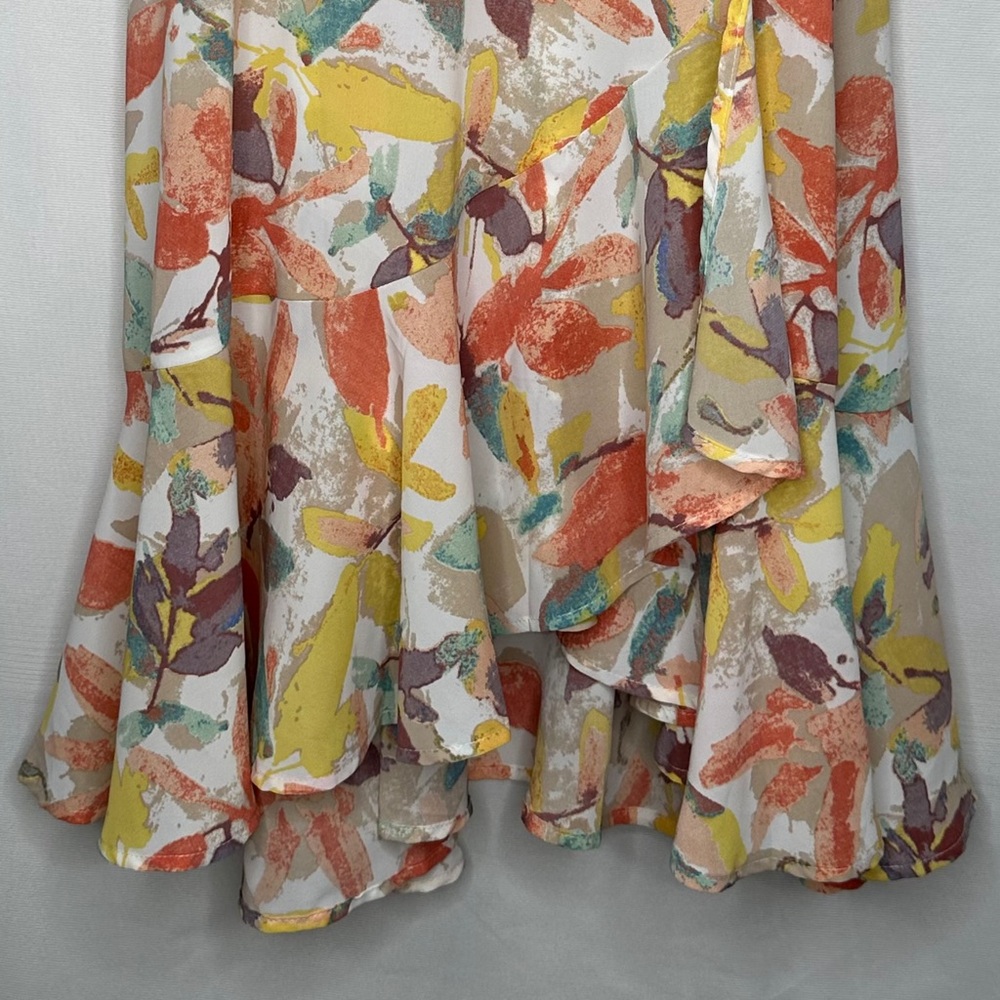 Pretty Garden Summer Wrap Maxi Dress Asymmetrical Ruffle Hem Boho Sz S - Picture 10 of 12